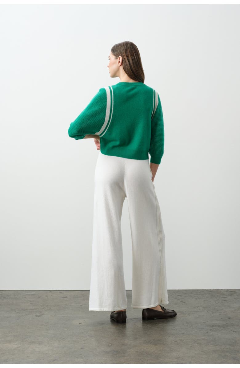 NAKED CASHMERE Amanda Cropped Dolman Crewneck, Alternate, color, Turf/Ecru