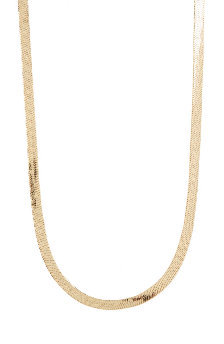 BP. 14K Gold Dipped Herringbone Chain Necklace, Main, color, 14K Gold Dipped
