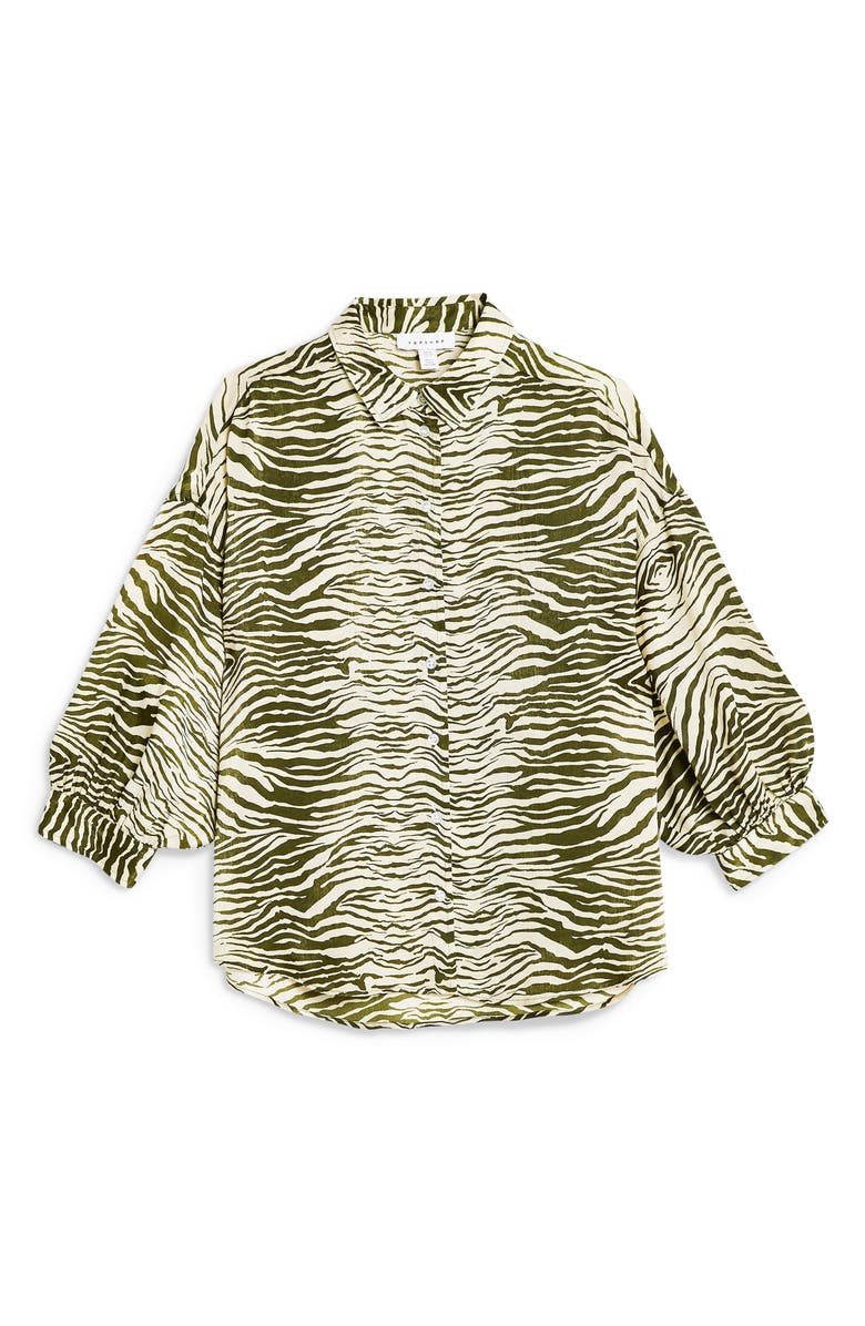 Topshop Zebra Print Shirt, Alternate, color, 