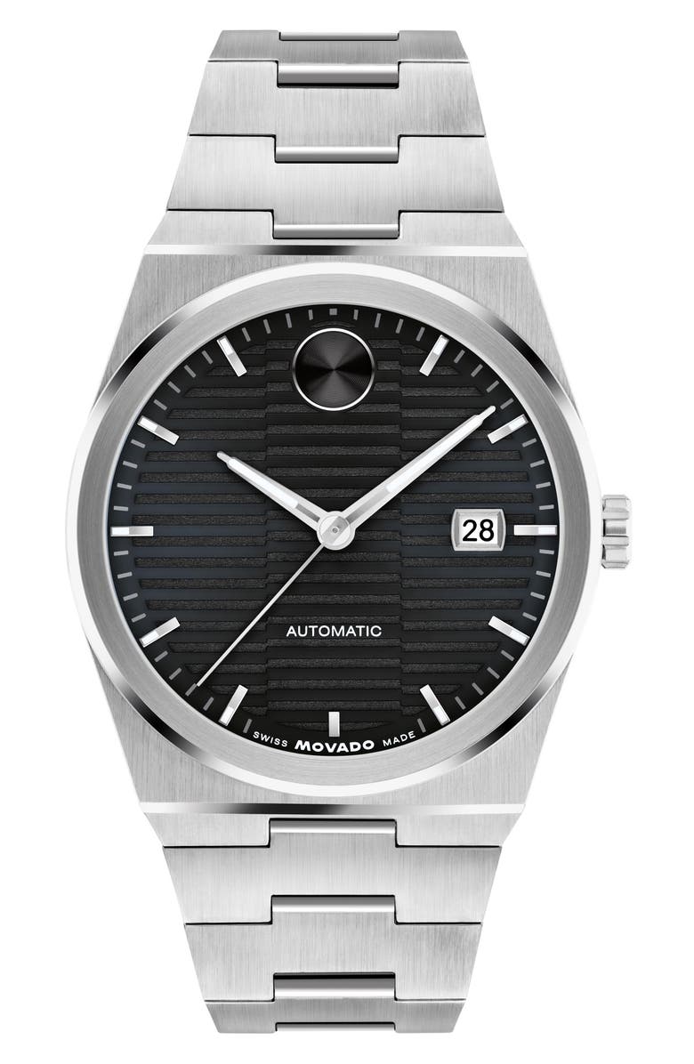 Movado Bold Quest Bracelet Watch, 39mm, Main, color, Black