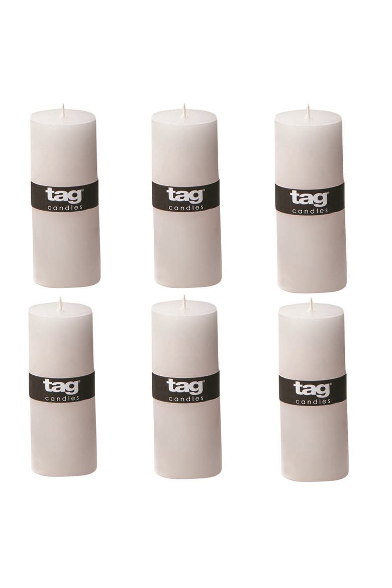 Chapel White Pillar Paraffin Wax Candle Set of 6 Unscented, Main, color, White