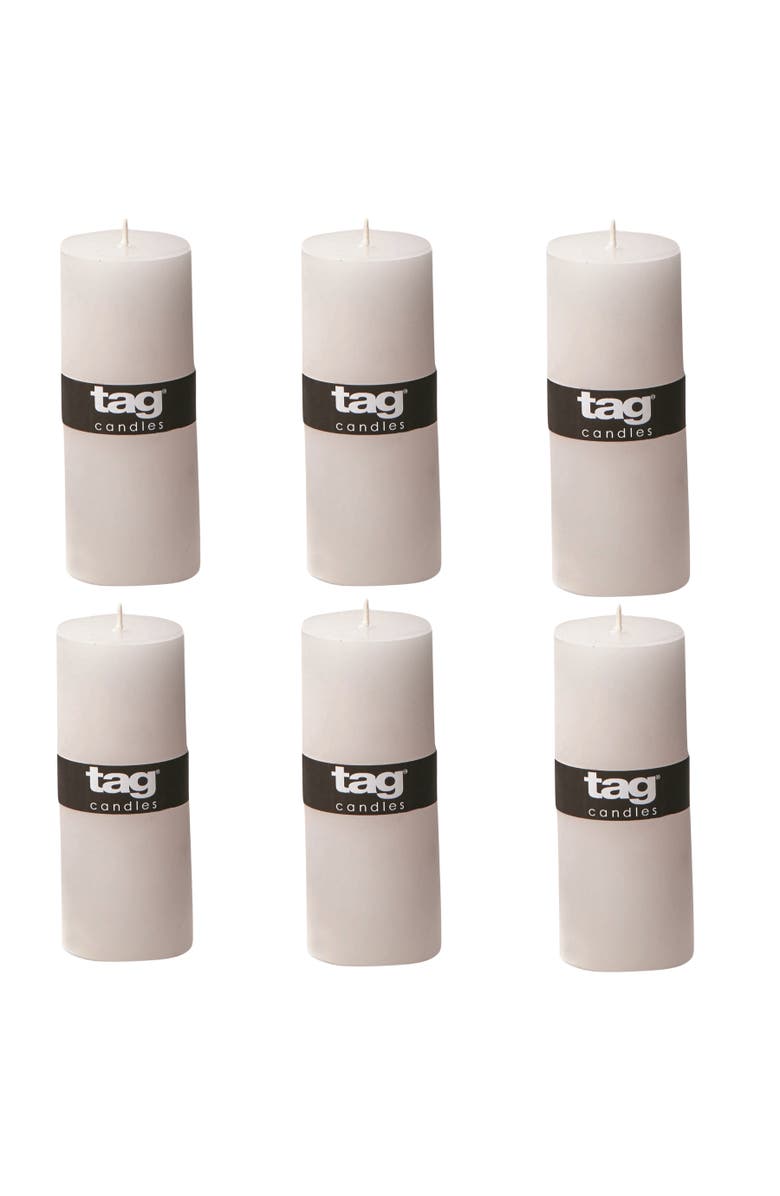 tag Chapel White Pillar Paraffin Wax Candle Set of 6 Unscented, Main, color, White
