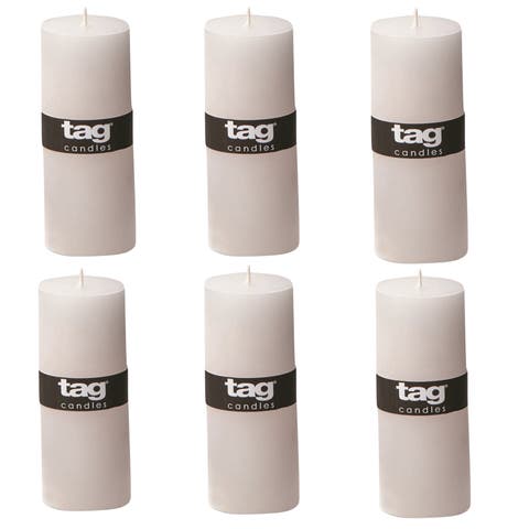 Chapel White Pillar Paraffin Wax Candle Set of 6 Unscented