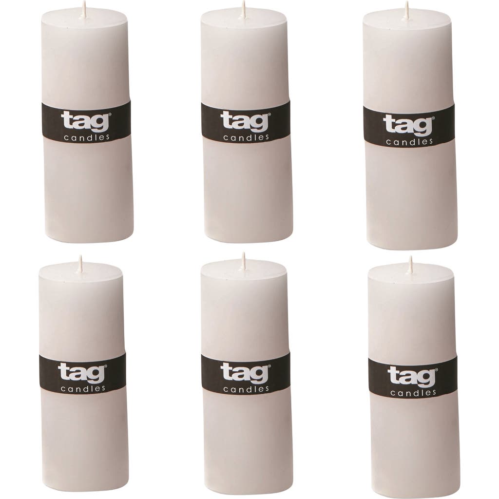 Tag Chapel White Pillar Paraffin Wax Candle Set Of 6 Unscented In White