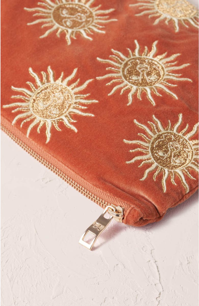 Elizabeth Scarlett Sun Goddess Velvet Everyday Pouch, Alternate, color, Rust
