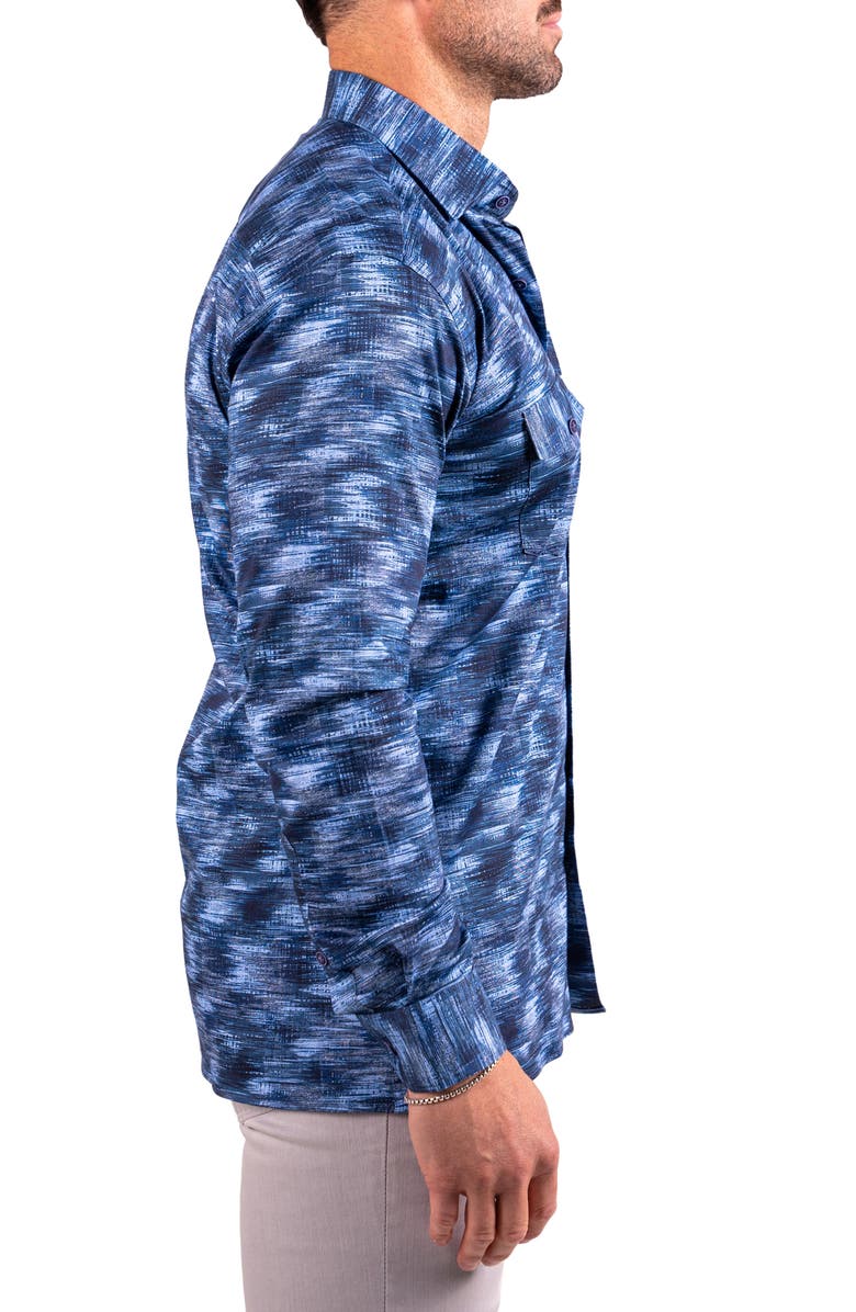 Maceoo Denim Print Resistance Contemporary Button-Up Shirt, Alternate, color, Blue