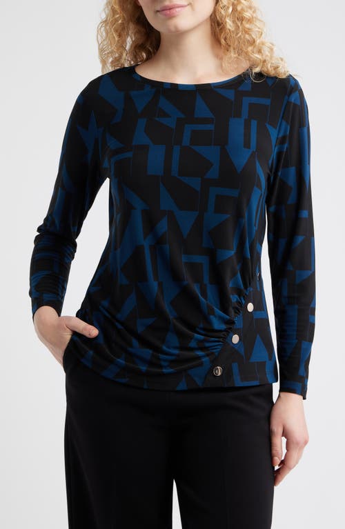 Ak Anne Klein Broken Geo Print Top In Black