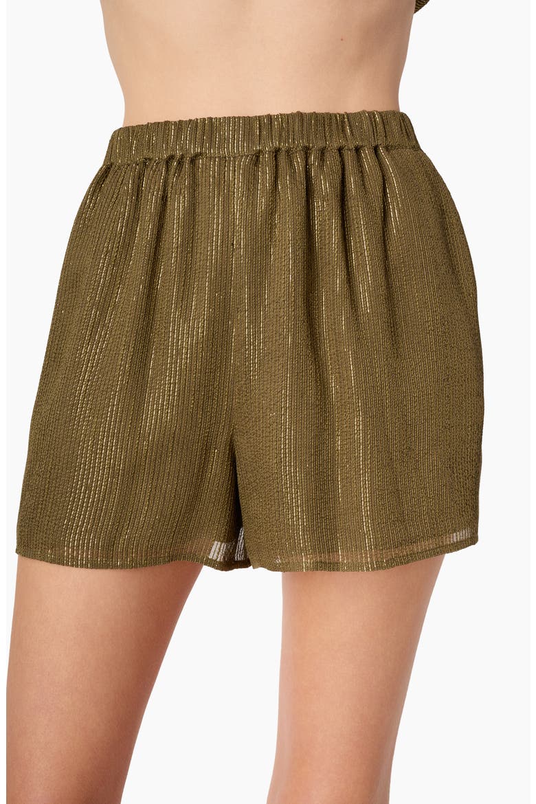 Riviera Metallic Chiffon Shorts, Main, color, GROVE