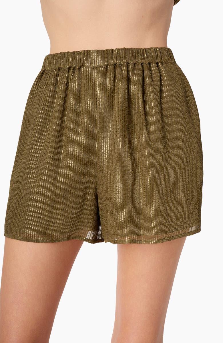 CAMI NYC Riviera Metallic Chiffon Shorts, Main, color, Grove