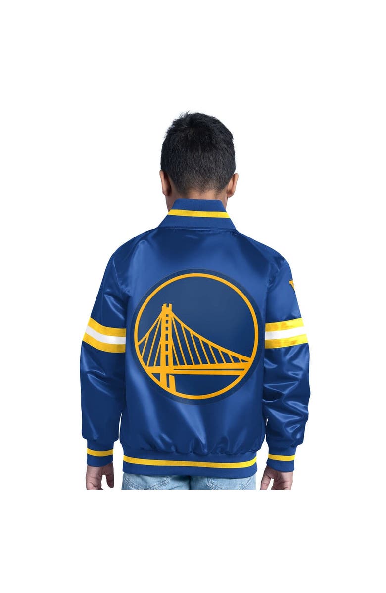 STARTER Youth Royal Golden State Warriors Scrimmage Full-Snap Varsity Jacket, Alternate, color, Royal