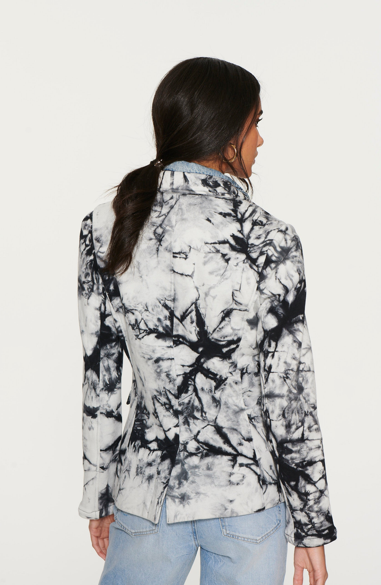 BLUE REVIVAL Helen Tie Dye Blazer with Removable Denim Insert, Alternate, color, Black / White Tie Dye