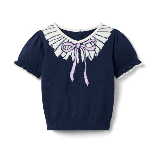 Janie And Jack Kids'  The Collar Sweater Top In Blue