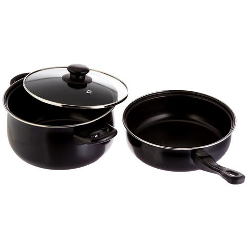 Gibson Home Chef Du Jour 7 Piece Carbon Steel Nonstick Cookware Set In Black