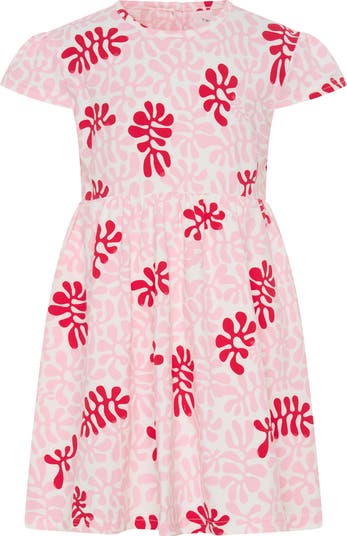 Kids' Sweet Coral Stretch Cotton Blend Dress