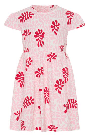 Tiny Tribe Kids' Sweet Coral Stretch Cotton Blend Dress In Pink