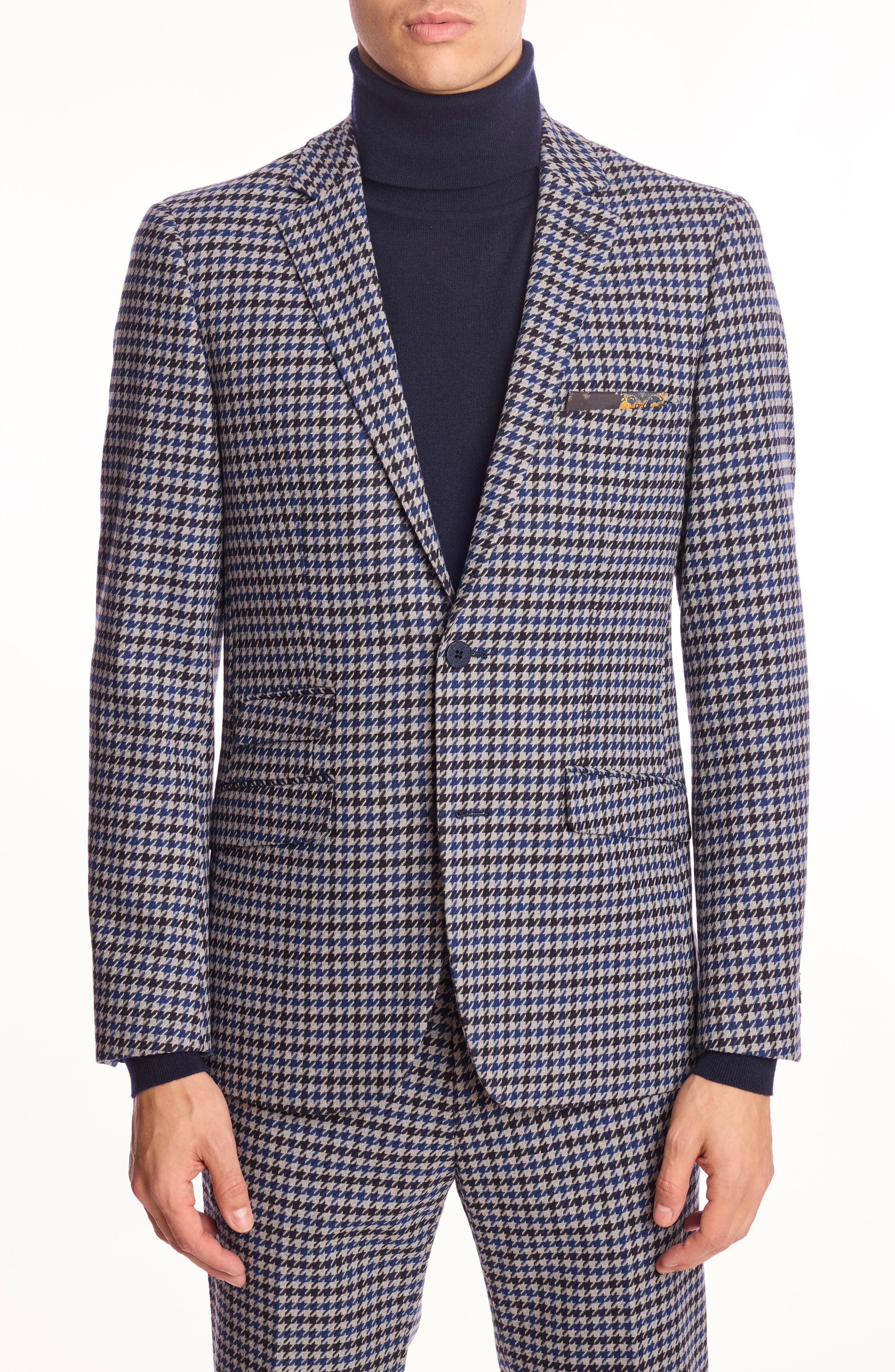 PAISLEY & GRAY Dover Slim Fit Blue Houndstooth Blazer