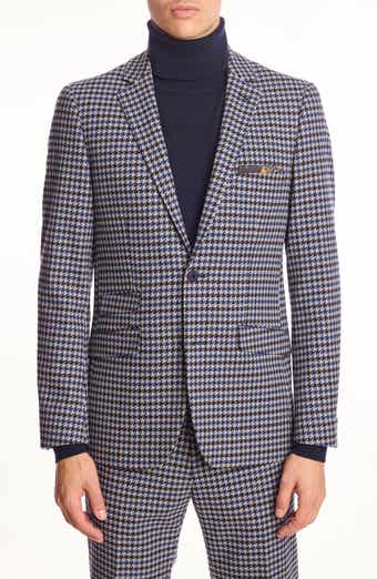 PAISLEY & GRAY Dover Slim Fit Blue Houndstooth Blazer