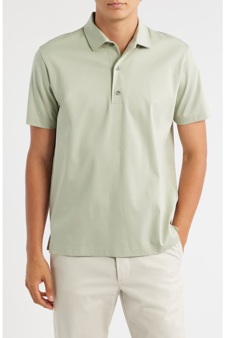 AUR1 Solid Cotton Polo, Main, color, OLIVE