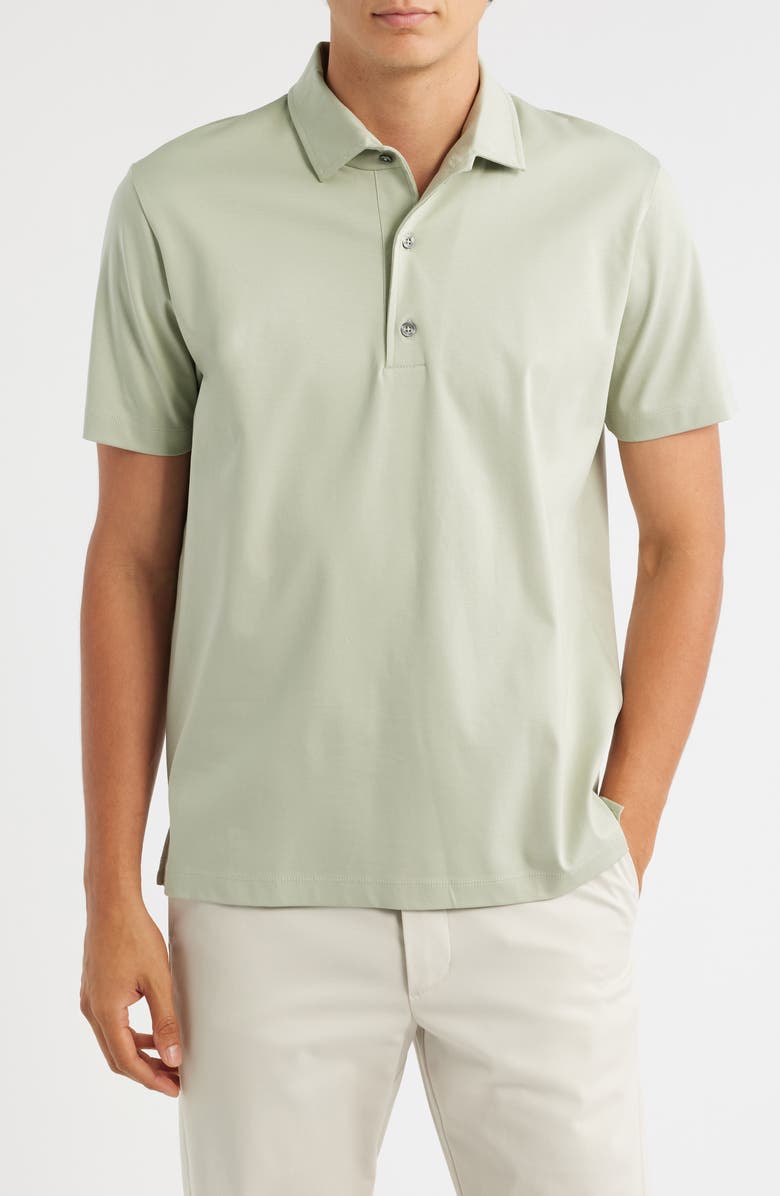 Aurélien AUR1 Solid Cotton Polo, Main, color, Olive