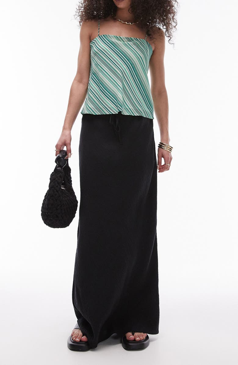 Topshop Drawstring Twill Maxi Skirt, Alternate, color, 
