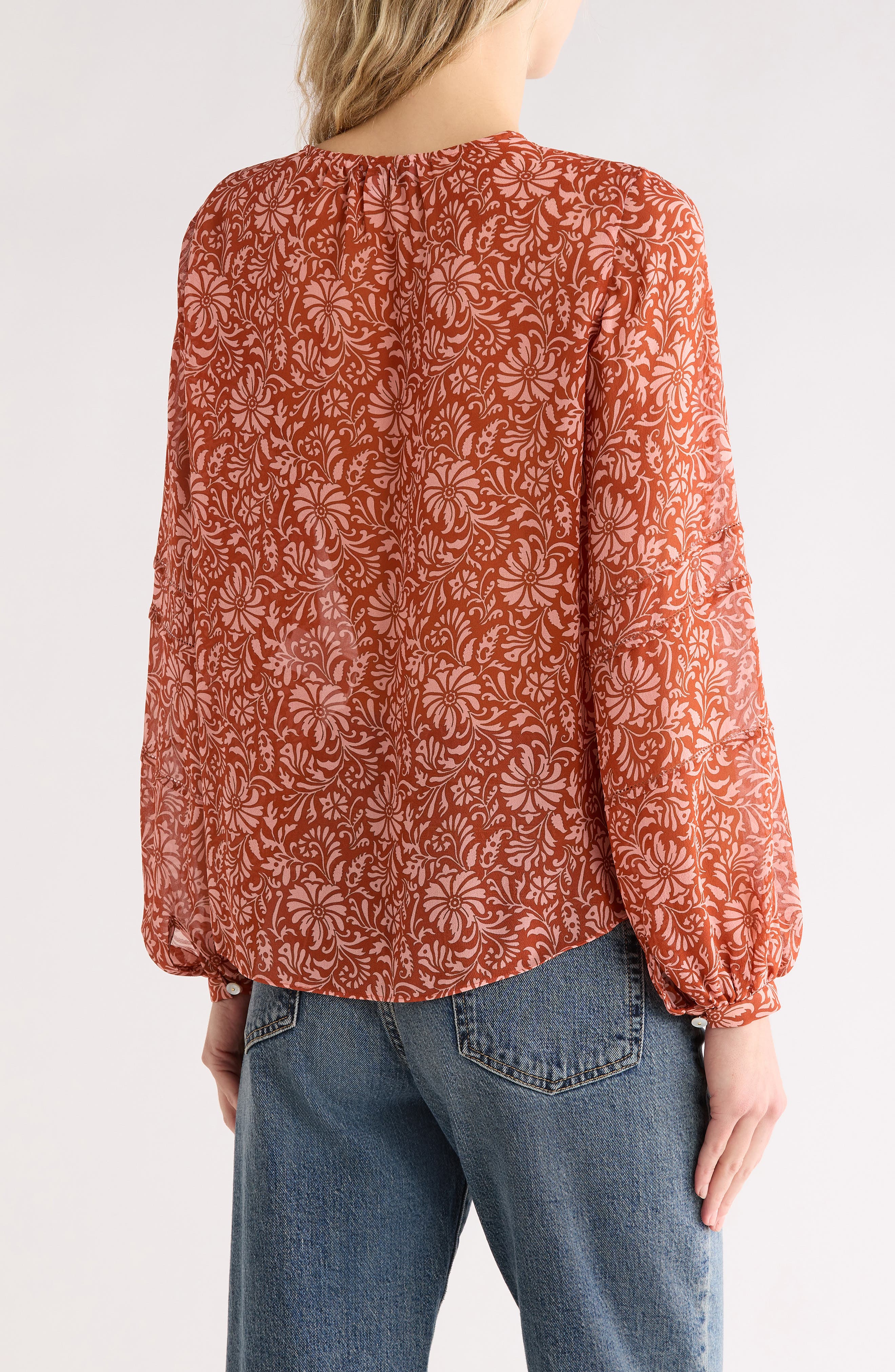 Calvin Long Sleeve Silk Button-Up Top - image 2