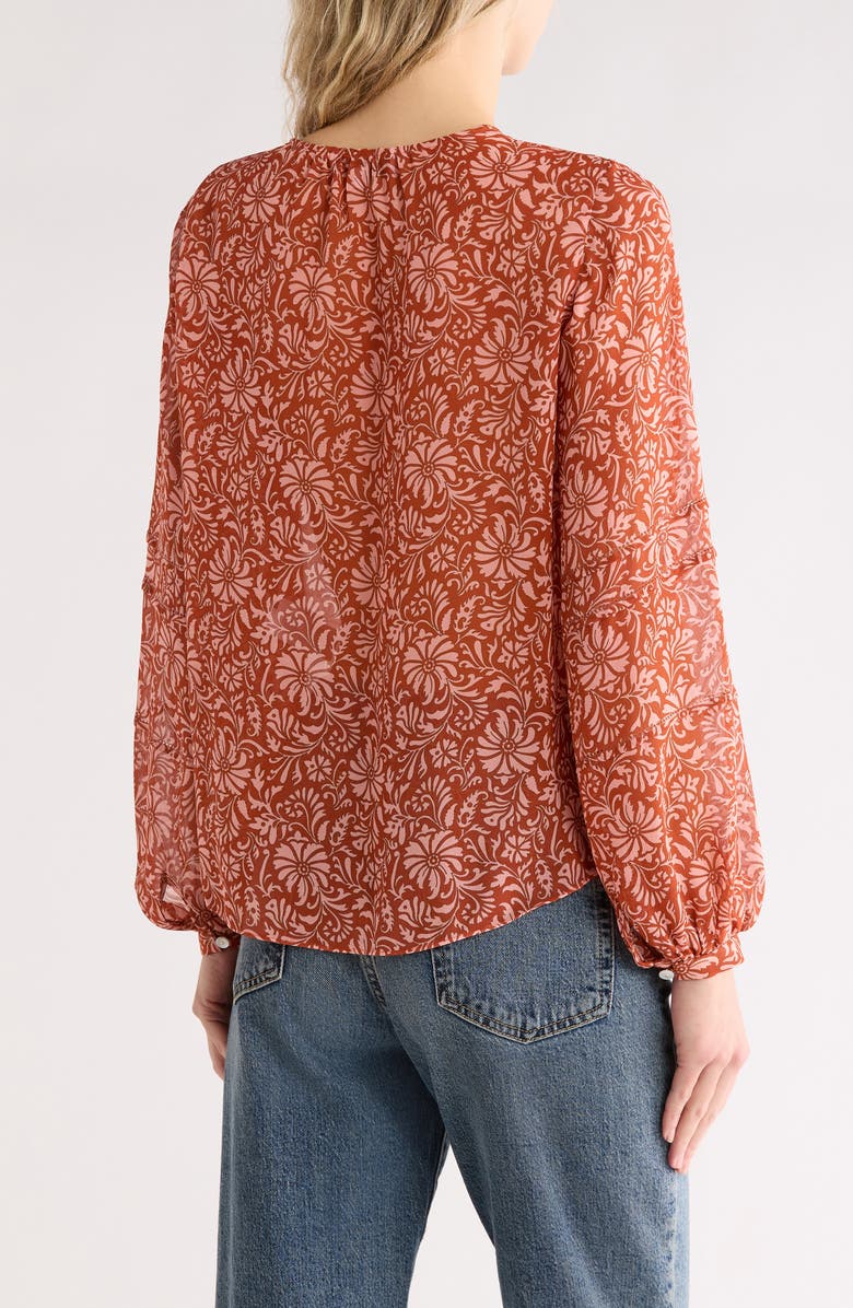 Veronica Beard Calvin Long Sleeve Silk Button-Up Top, Alternate, color, Dark Persimmon Multi