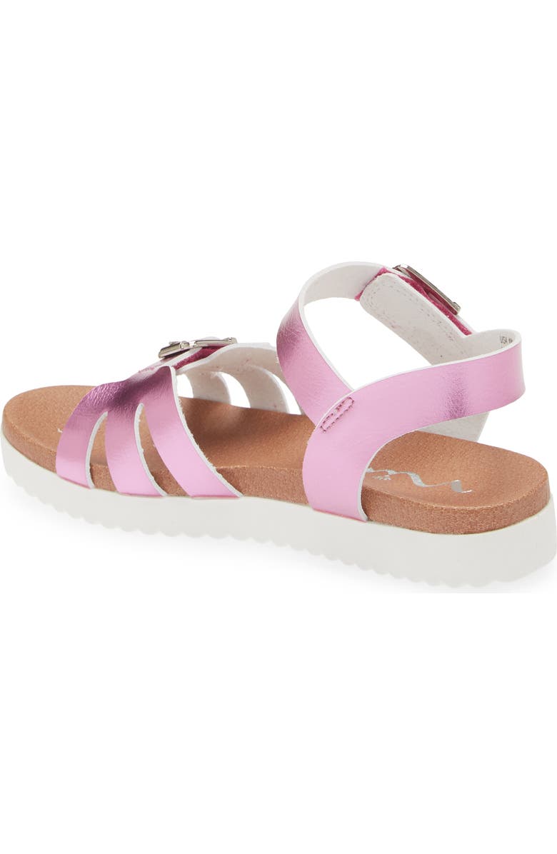 Nina Kids' Lacey Metallic Strappy Sandal, Alternate, color, Dark Pink Metallic