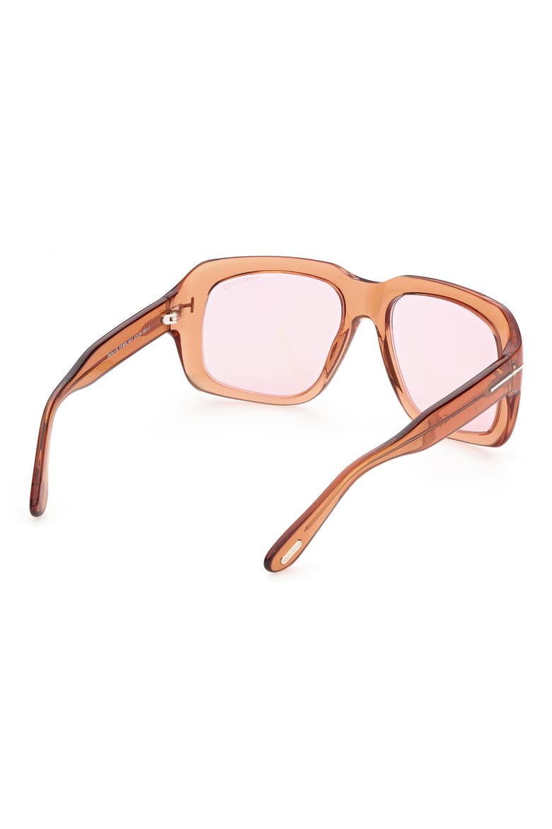 57mm Square Sunglasses, Alternate, color, SHINY LIGHT BROWN / VIOLET