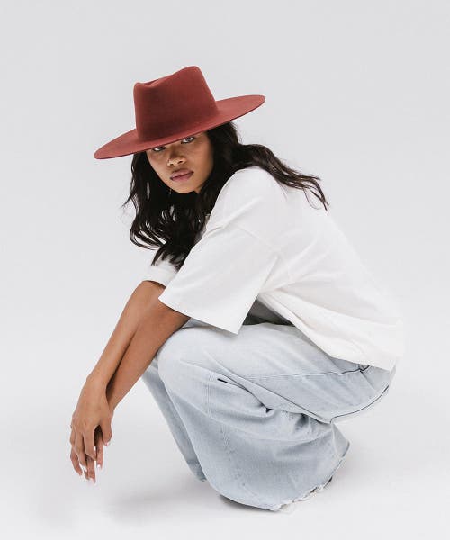 Gigi Pip Dakota Wide Brim Felt Hat In Rusty Red