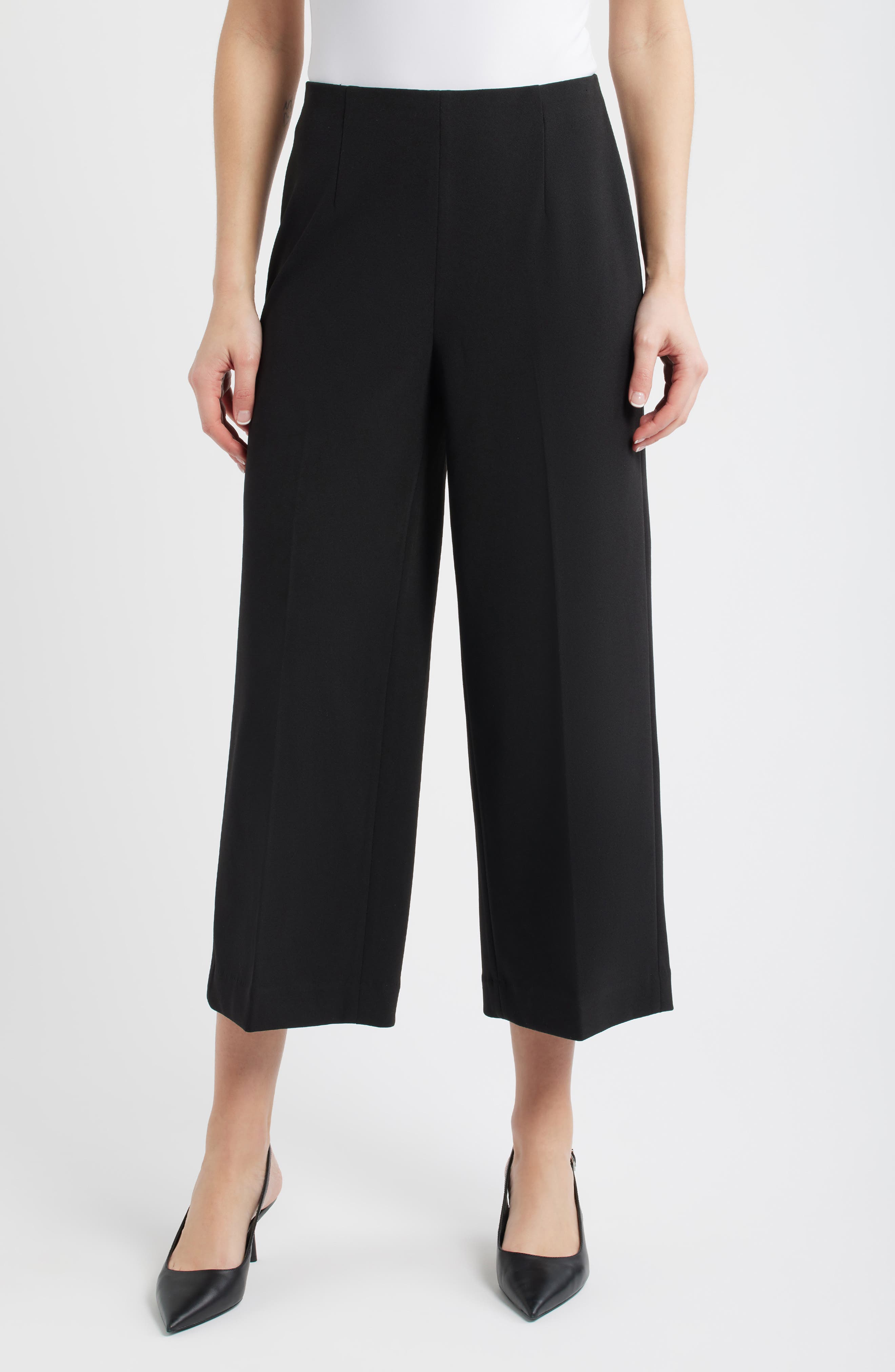Pull-On Crop Wide Leg Pants