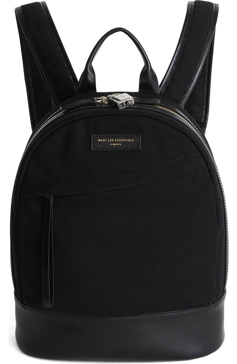 WANT Les Essentiels Mini Piper Organic Cotton Backpack, Main, color, Black/ Jet Black