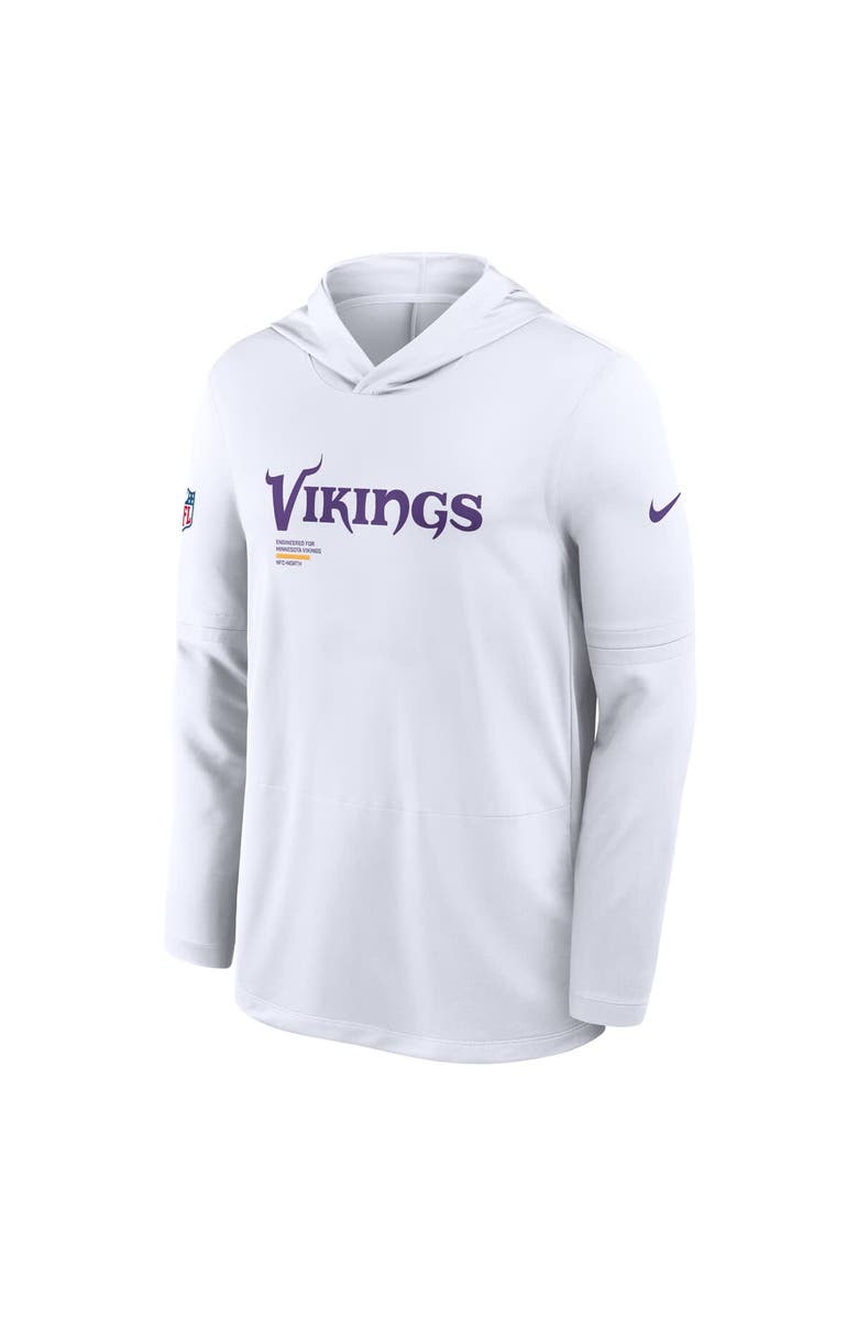 Nike Men's Nike White Minnesota Vikings Sideline Pure Fury Performance Long Sleeve Hoodie T-Shirt, Alternate, color, White