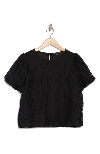 ADRIANNA PAPELL ADRIANNA PAPELL TEXTURED PUFF SLEEVE TOP 