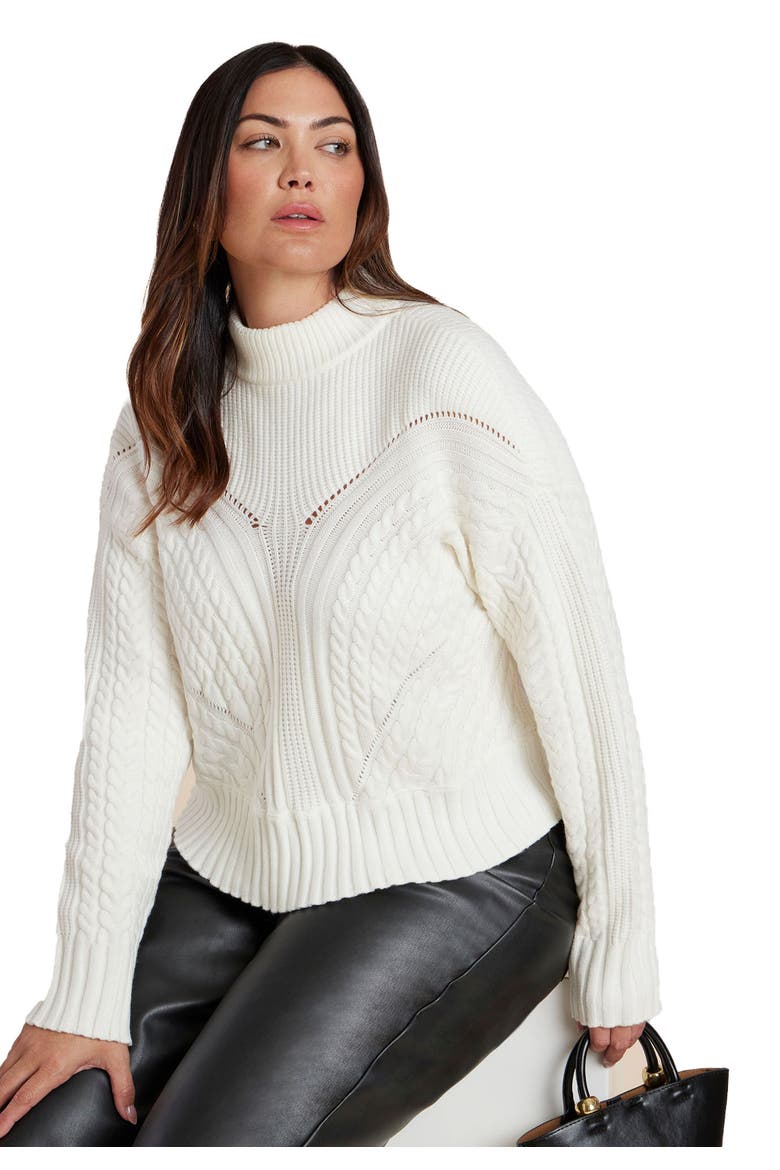 Cableknit Funnelneck Sweater, Main, color, JET STREAM