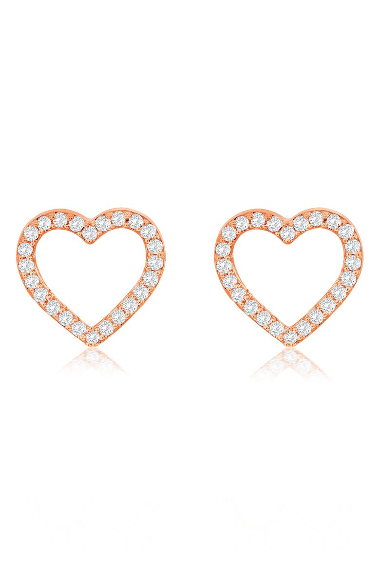 SUZY LEVIAN DIAMONDS 14K Gold Diamond Open Heart Stud Earrings, Main, color, Rose