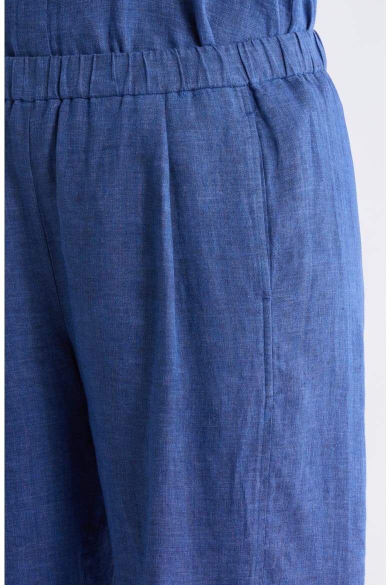 Pleated Organic Linen Lantern Pants, Alternate, color, DEEP DIVE