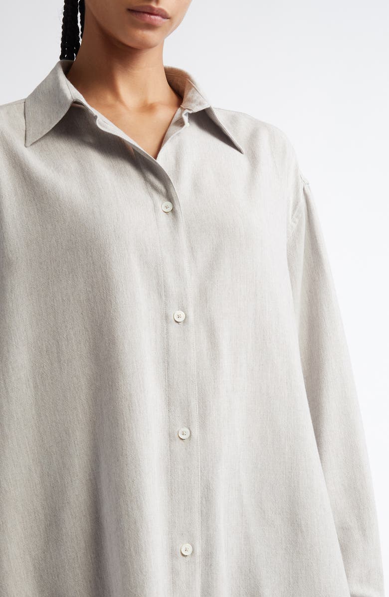 TOTEME Relaxed Fit Button-Up Shirt, Alternate, color, Pale Grey Melange