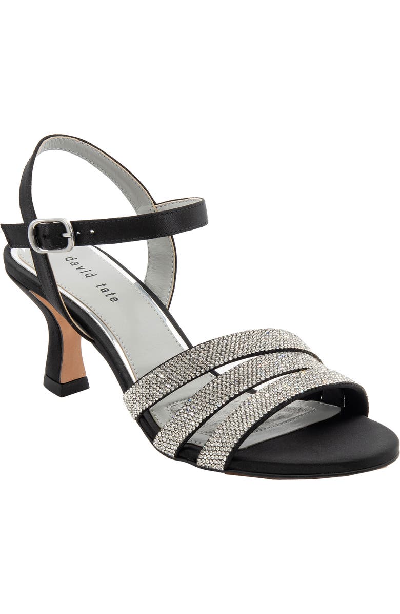 David Tate Trio Evening Sandal, Main, color, Black
