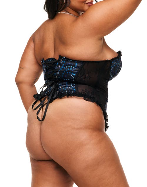 Adore Me Auburn Boned Corset & G-string Set In Novelty Black 2