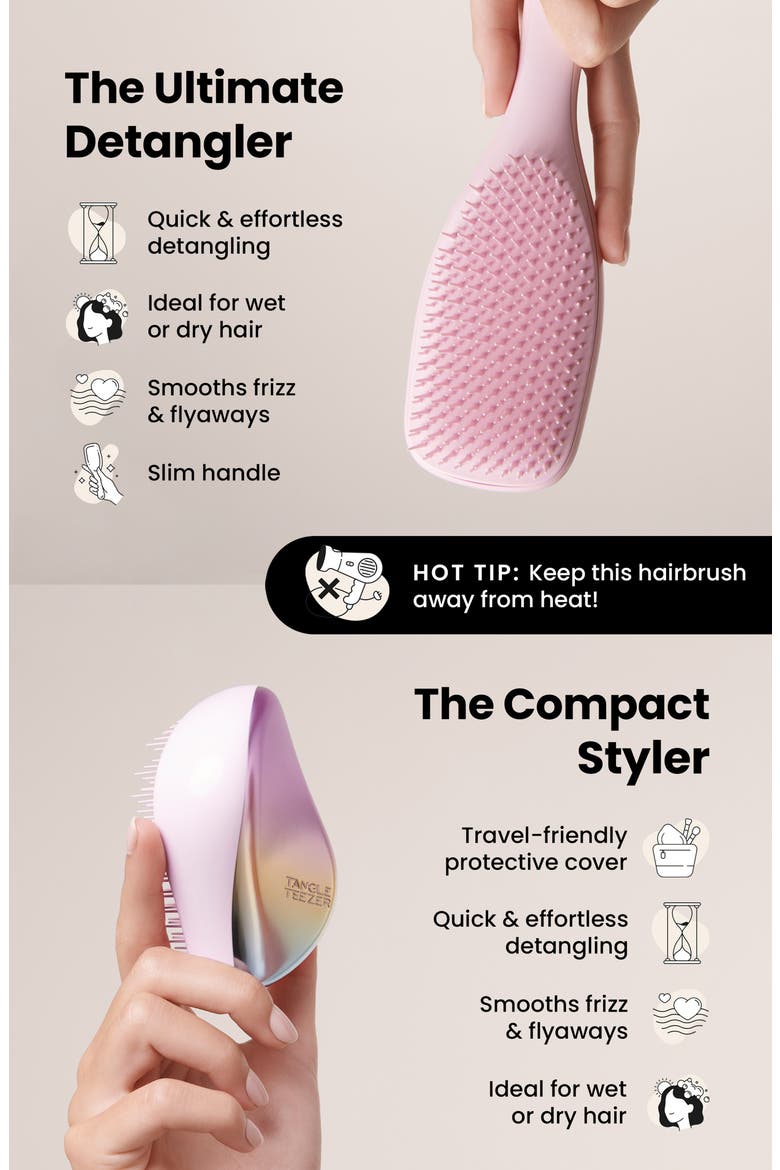 Compact & Ultimate Hairbrush Set $33 Value, Alternate, color, ROSEBUD/ CHROME