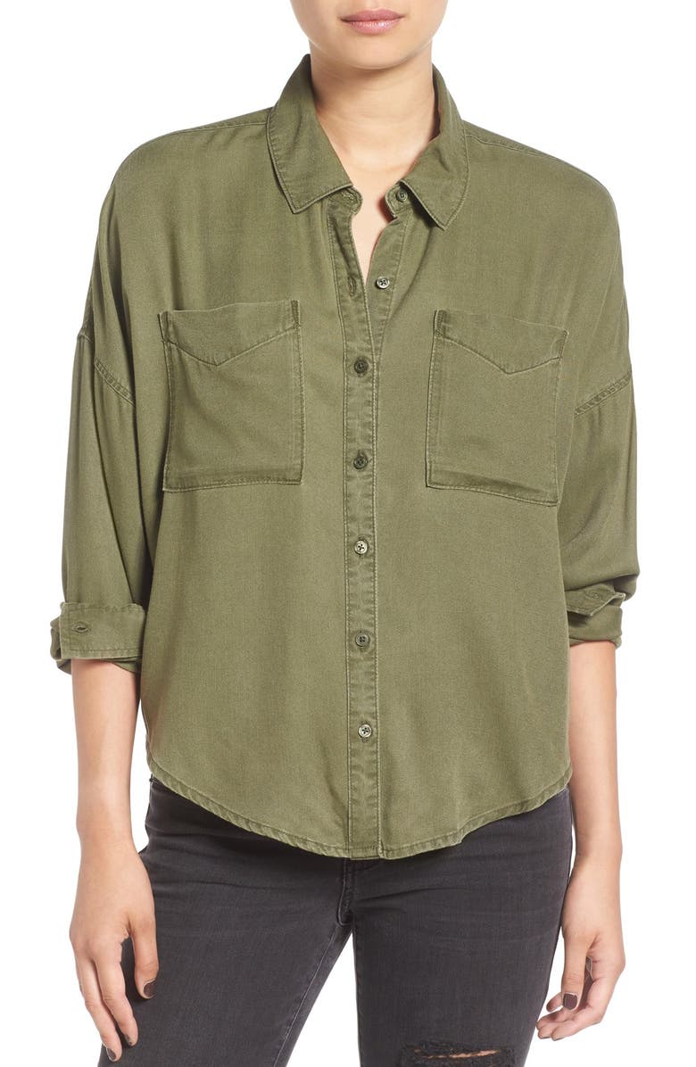 BP. Slouchy Button Front Shirt, Main, color, 