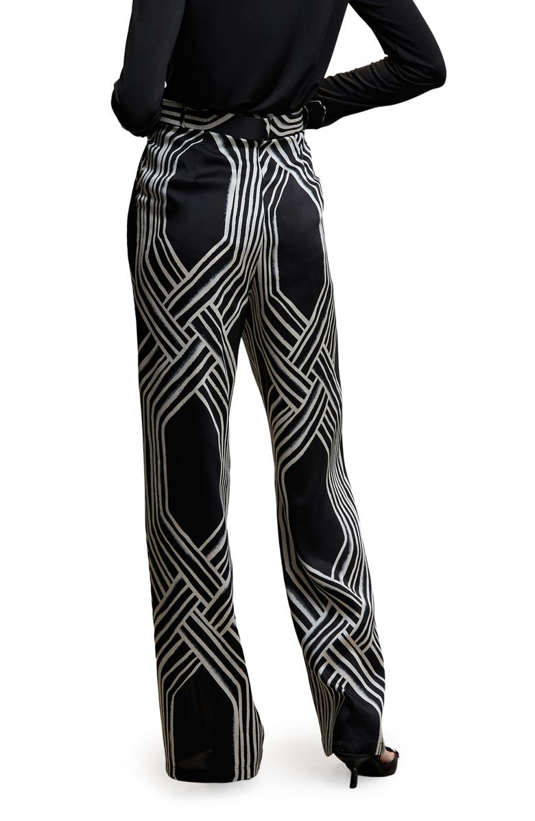 MANGO Geo Print High Waist Satin Palazzo Pants, Alternate, color, 