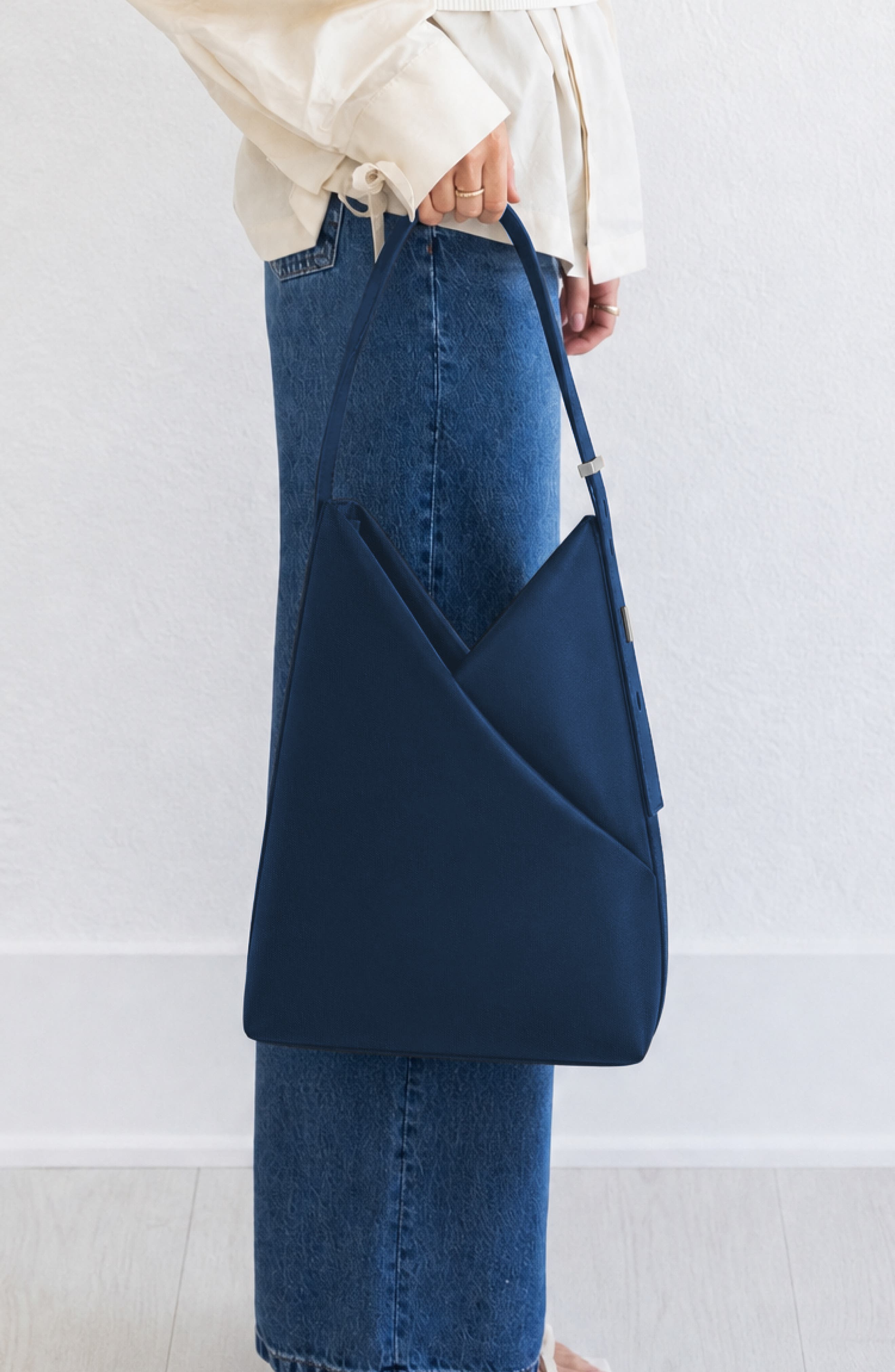 Origami Hobo Bag with Detachable 15-inch Laptop Sleeve For Women, Alternate, color, Navy