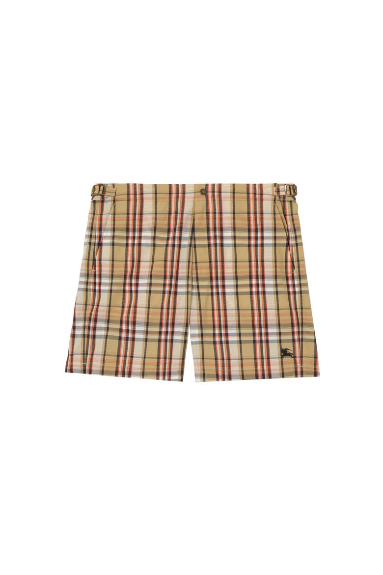 Check Seersucker Swim Shorts, Alternate, color, Sand beige
