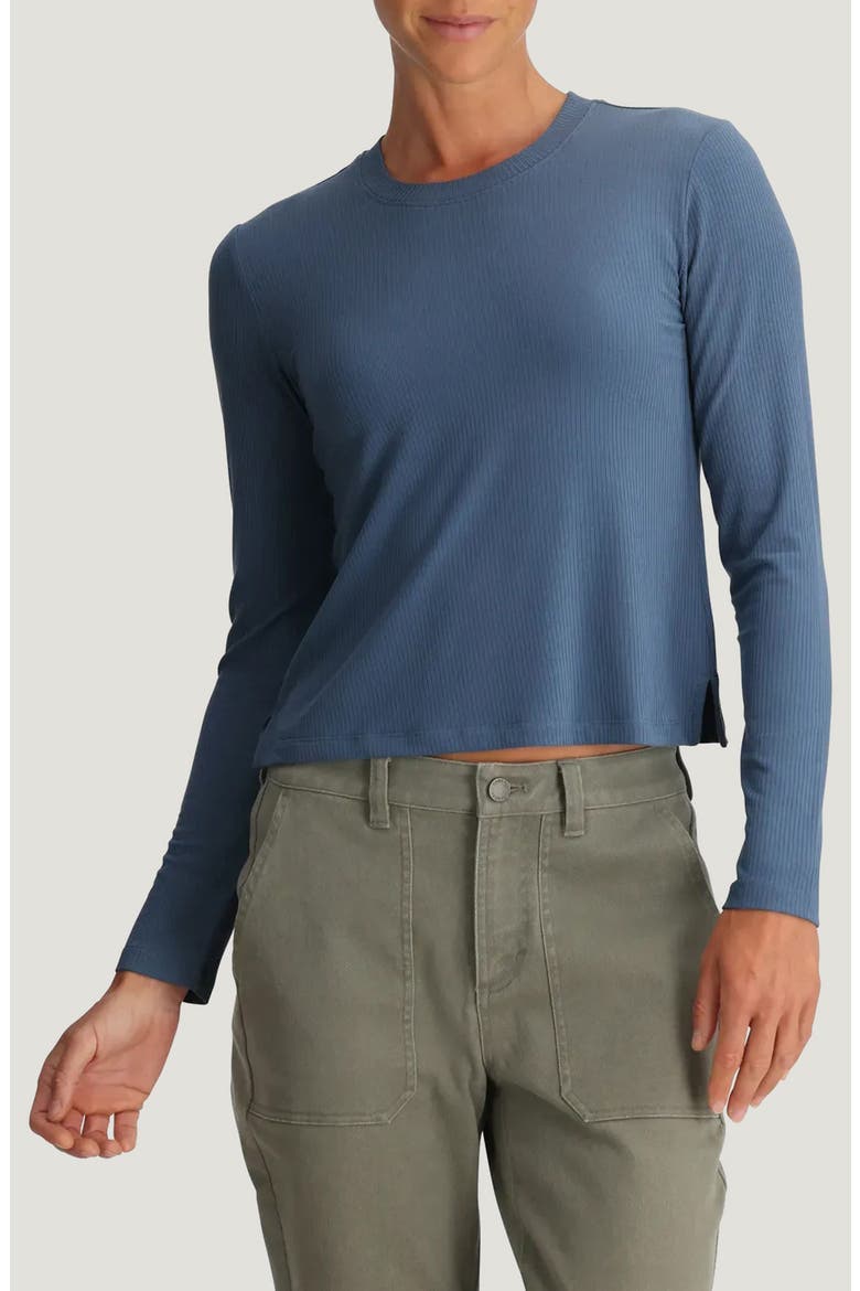 Long Sleeve Rib T-Shirt, Main, color, PACIFIC BLUE
