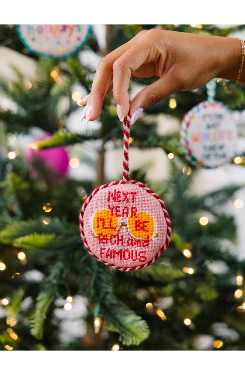 Furbish Needlepoint Ornament - Rich And Famous, Alternate, color, Coral