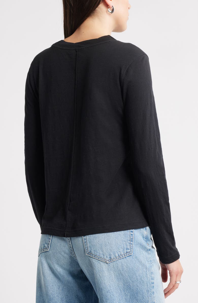 Caslon<sup>®</sup> Twist Crewneck Long Sleeve T-Shirt, Alternate, color, Black