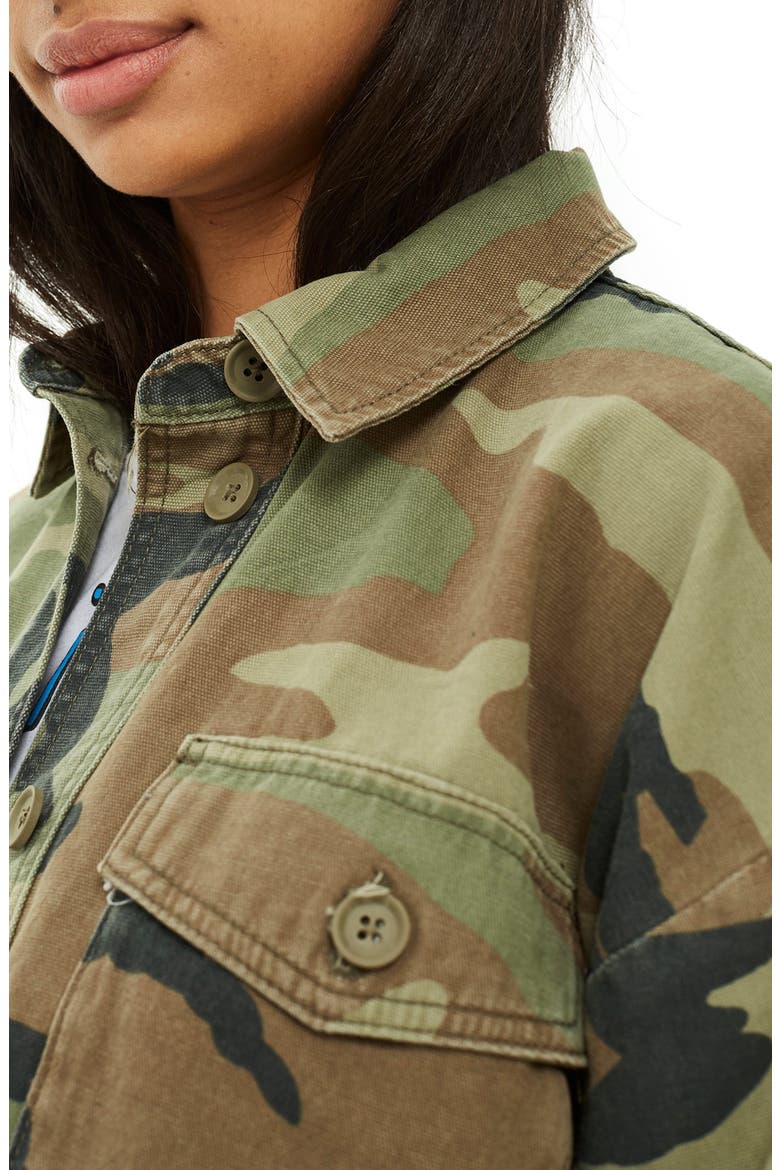 Benny Camouflage Crop Shirt Jacket, Alternate, color, GREEN MULTI