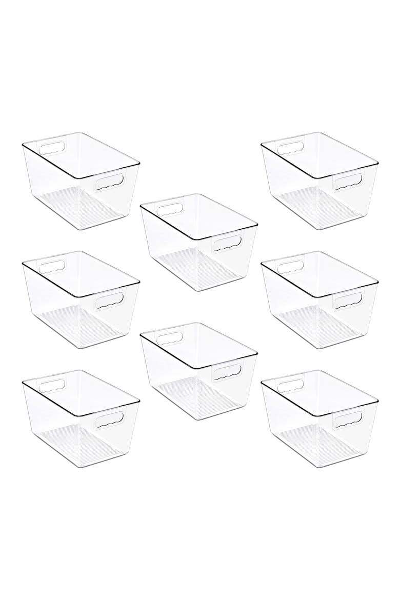 8-Pack Large Clear Storage Bins, Alternate, color, NO COLOR