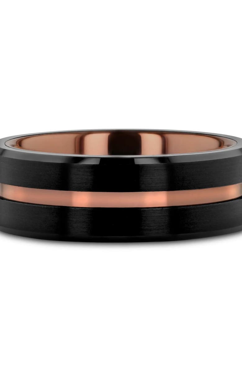 Larson Jewelers Nevan Flat Brushed Tungsten Wedding Band, Alternate, color, Black / Espresso